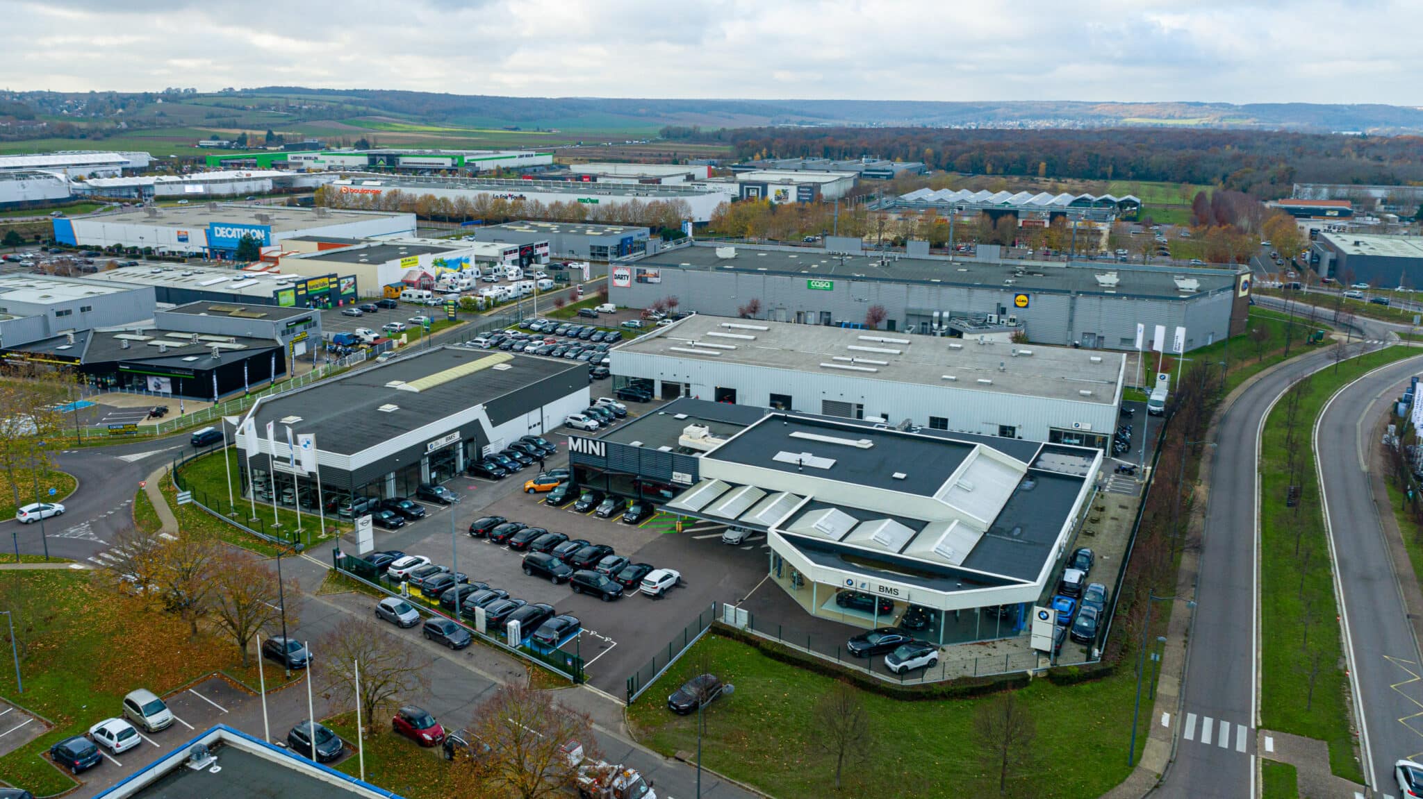 Vu de haut de la concession BMS de Mantes